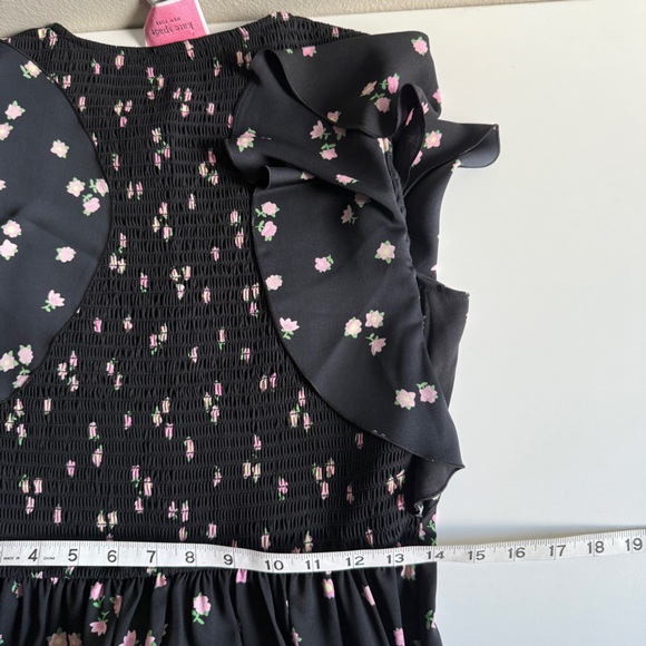 Kate Spade Ditsy Begonia flutter sleeve black floral dress sz 6 - Picture 14 of 15